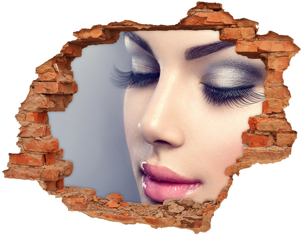 Hole wall sticker A sensual face in a broken wall