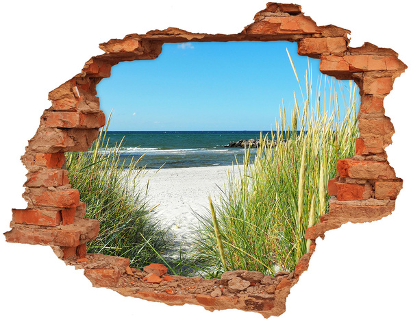 Hole wall sticker A charming beach with a view of the sea
