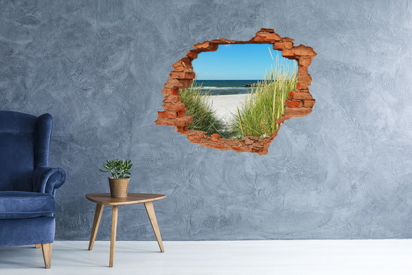 Hole wall sticker A charming beach with a view of the sea