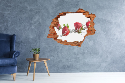 Hole in the wall decal Strawberries and water