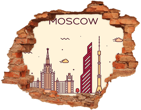 Hole in the wall decal Moscow buildings