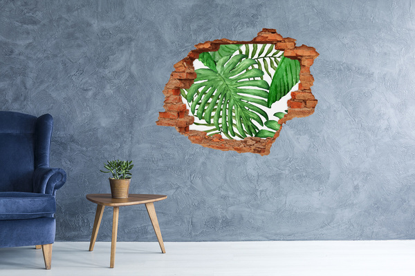 Hole in the wall decal Tropical leaves