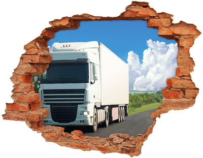Hole in the wall decal A truck on the road through a hole in the wall