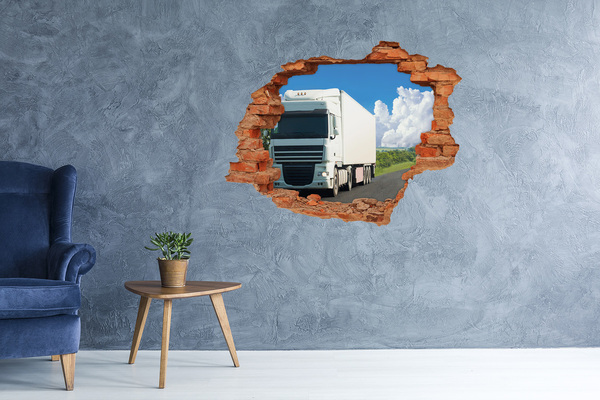 Hole in the wall decal A truck on the road through a hole in the wall