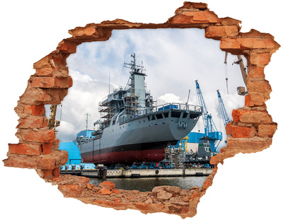 Hole in the wall sticker A ship in the shipyard