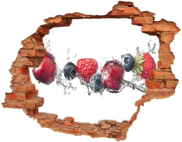 3D wall hole wallpaper Forest fruits