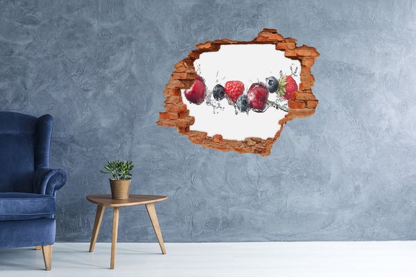 3D wall hole wallpaper Fruit Waterfall