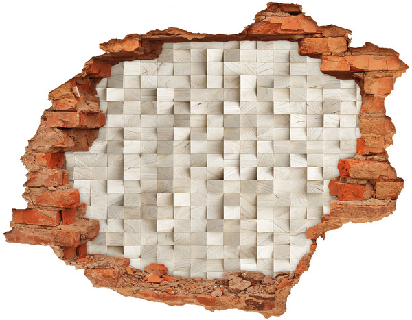 Hole in the wall decal A damaged wall with a wooden mosaic