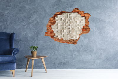 Hole in the wall decal Wooden cubes