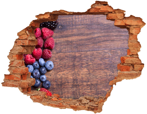 3D wall hole wallpaper A fruit paradise in a ruined wall