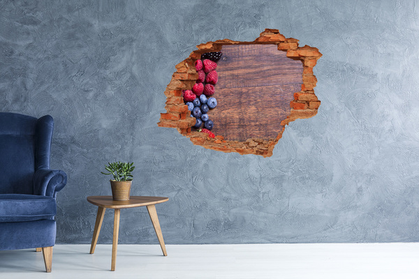 3D wall hole wallpaper A fruit paradise in a ruined wall
