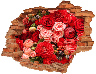 Hole in the wall sticker Red flowers