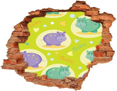 Hole wall sticker Hippos in a colorful setting