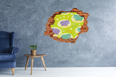 Hole wall sticker Hippos in a colorful setting