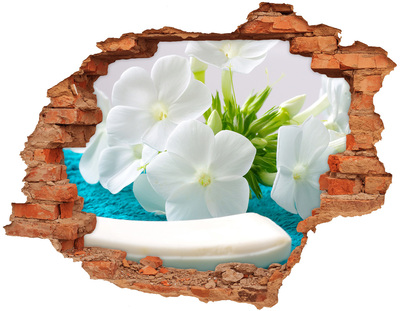 Hole in the wall decal White spa flowers