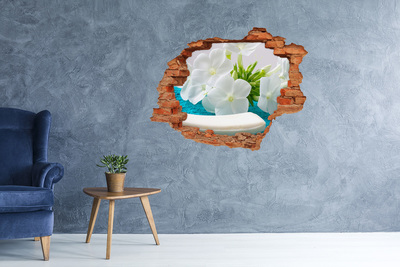 Hole in the wall decal White spa flowers