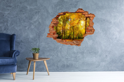 3D wall hole Forest in autumn