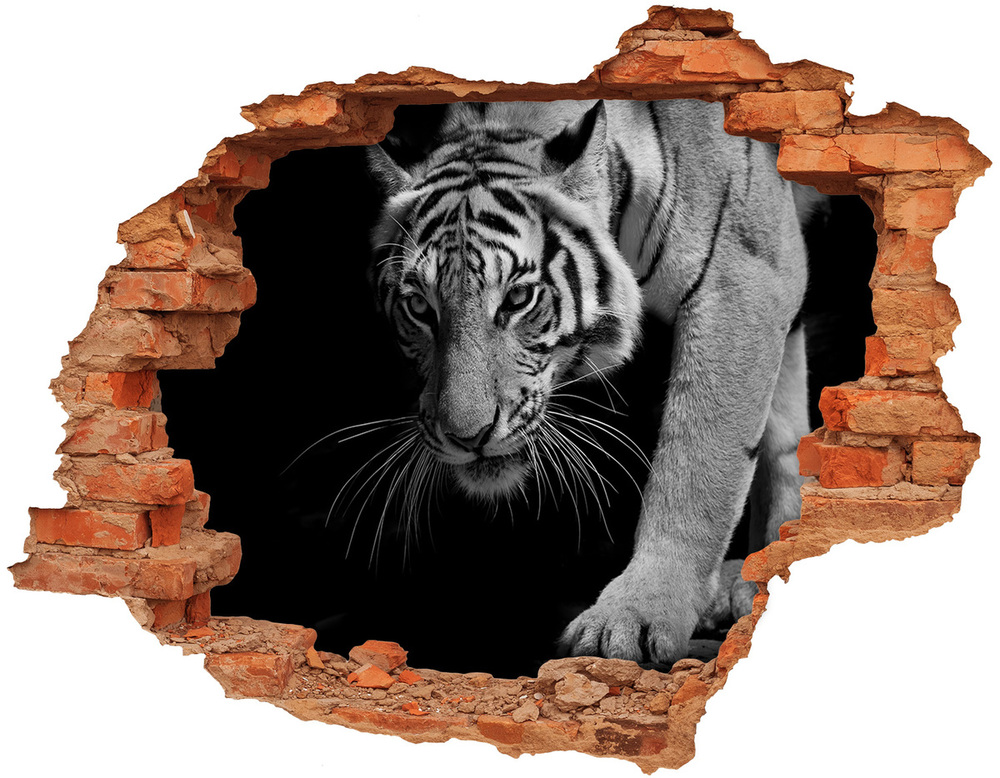 Hole wall sticker Tiger