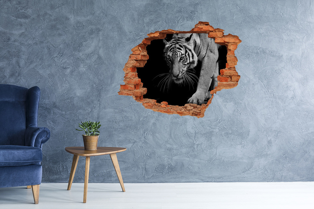 Hole wall sticker Tiger