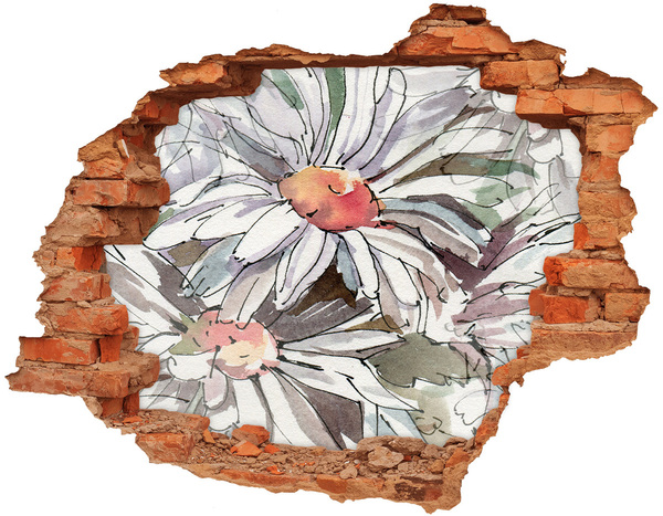 Hole wall sticker Flowers in concrete