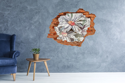 Hole wall sticker Flowers in concrete