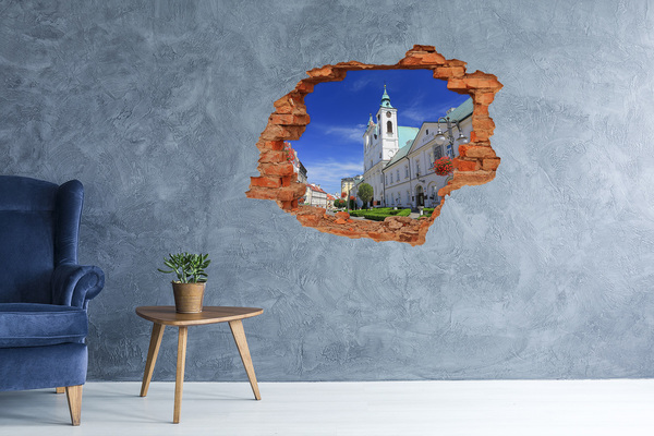 3D wall hole Historic Church in the City