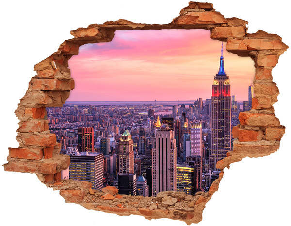Hole wall sticker Sunset over the city
