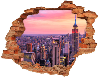 Hole wall sticker Sunset over the city