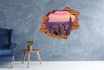 Hole wall sticker Sunset over the city