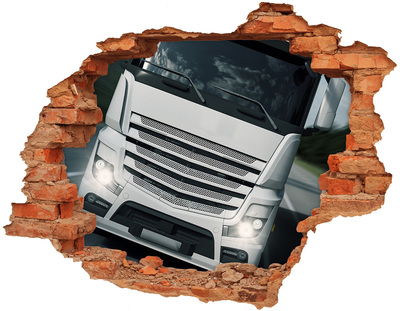3D wall hole wallpaper Ruined wall with a truck