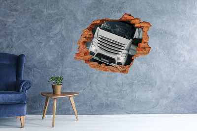 3D wall hole wallpaper Ruined wall with a truck