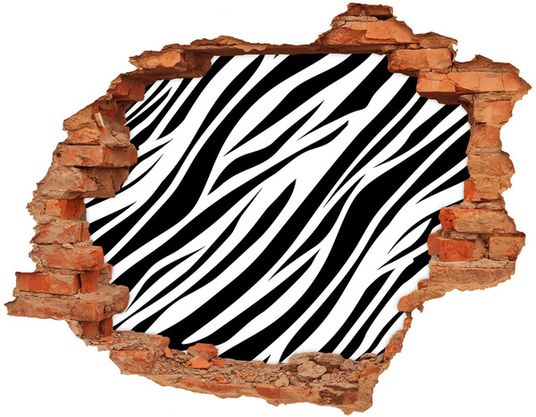 Hole in the wall sticker Zebra background