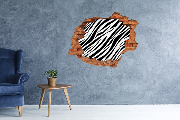 Hole in the wall sticker Zebra background