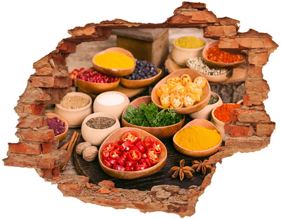 Hole wall sticker A kitchen full of spices