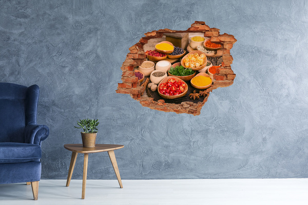 Hole wall sticker A kitchen full of spices
