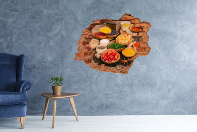 Hole wall sticker A kitchen full of spices