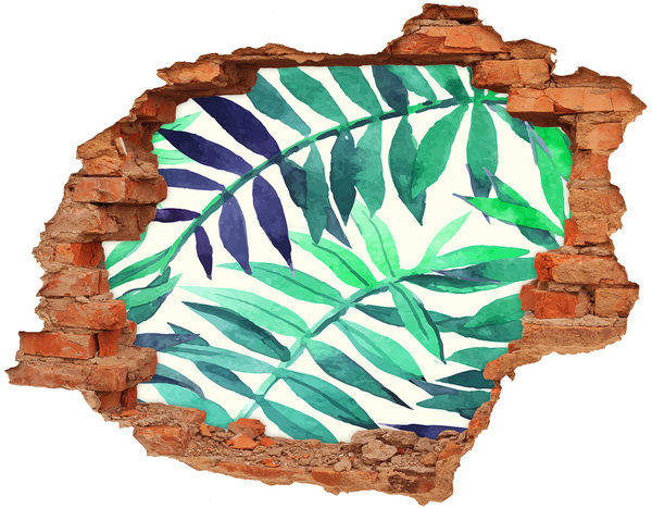 Hole wall sticker Green jungle behind the wall