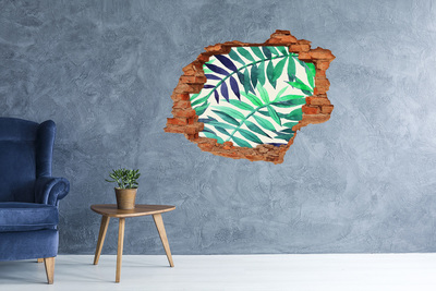 Hole wall sticker Green jungle behind the wall