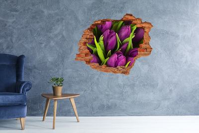 Hole wall sticker Violet tulips