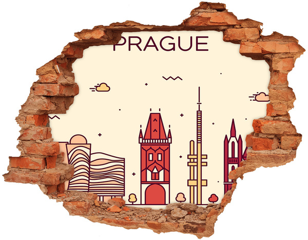 Hole in the wall decal A city with a tower and buildings
