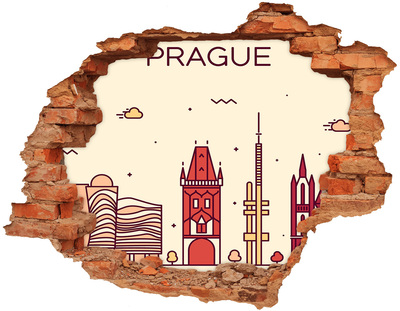 Hole in the wall decal A city with a tower and buildings