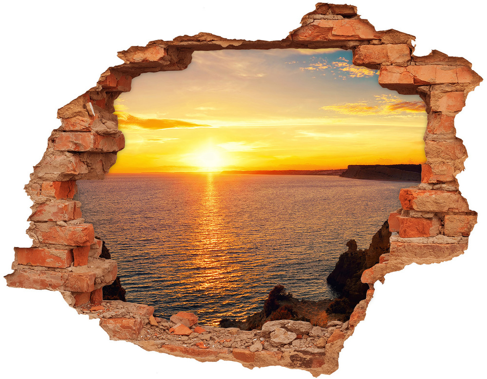 Hole in the wall sticker Sunset sea