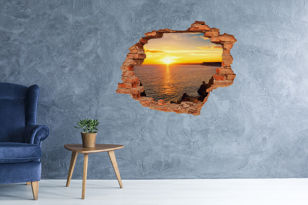 Hole in the wall sticker Sunset sea