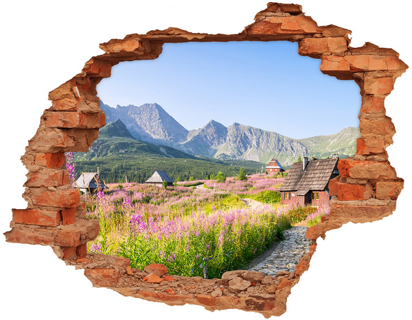 Hole in the wall decal A mountain glade in flowers
