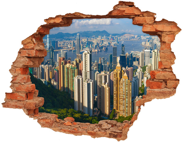 Hole in the wall decal View of Hong Kong