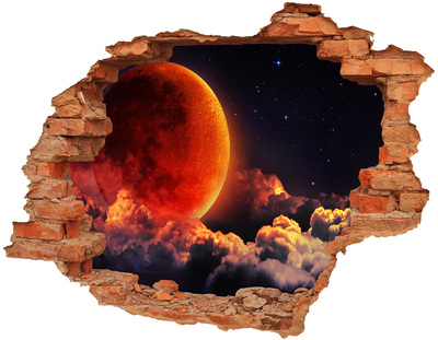 Hole in the wall decal Moonlit night in the clouds