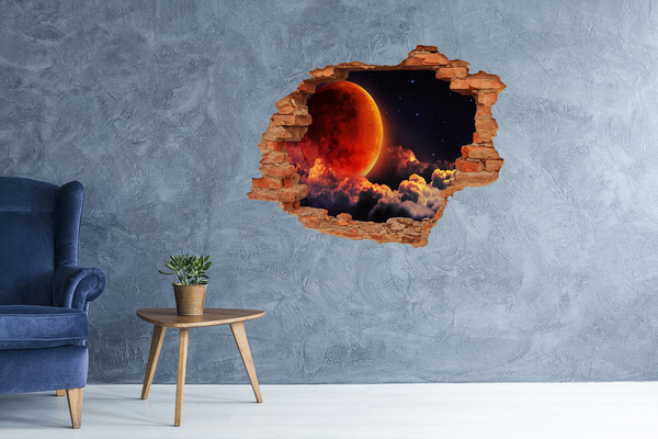 Hole in the wall decal Moonlit night in the clouds