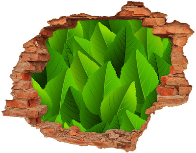 3D wall hole wallpaper Green leaves