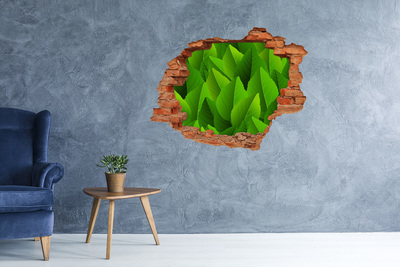 3D wall hole wallpaper Green leaves