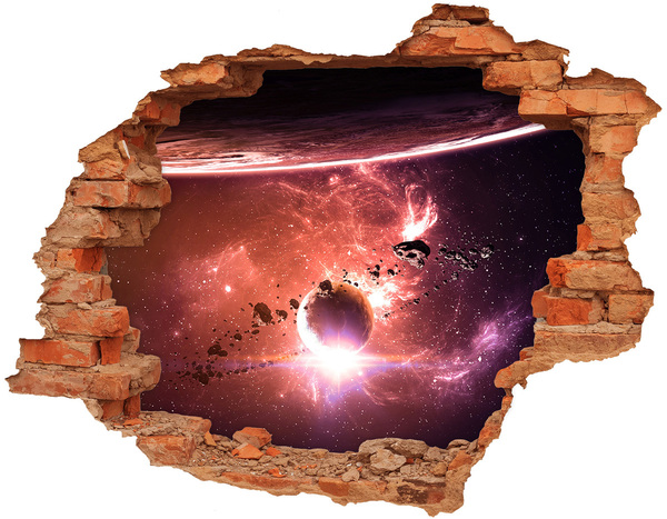 Hole wall sticker Space Journey Through a Hole in the Wall